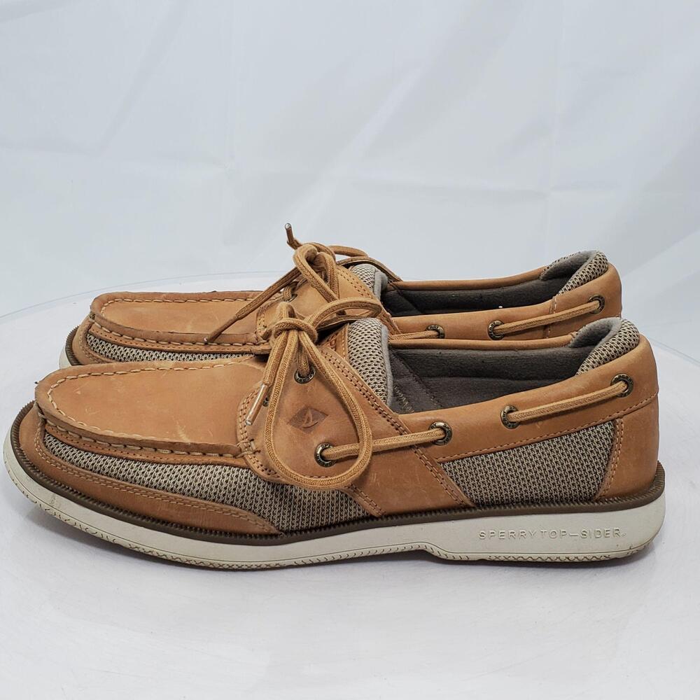 Sperry Top-Sider Memory Foam Boat Shoes Men 10 Brown Leather Mesh STS22066